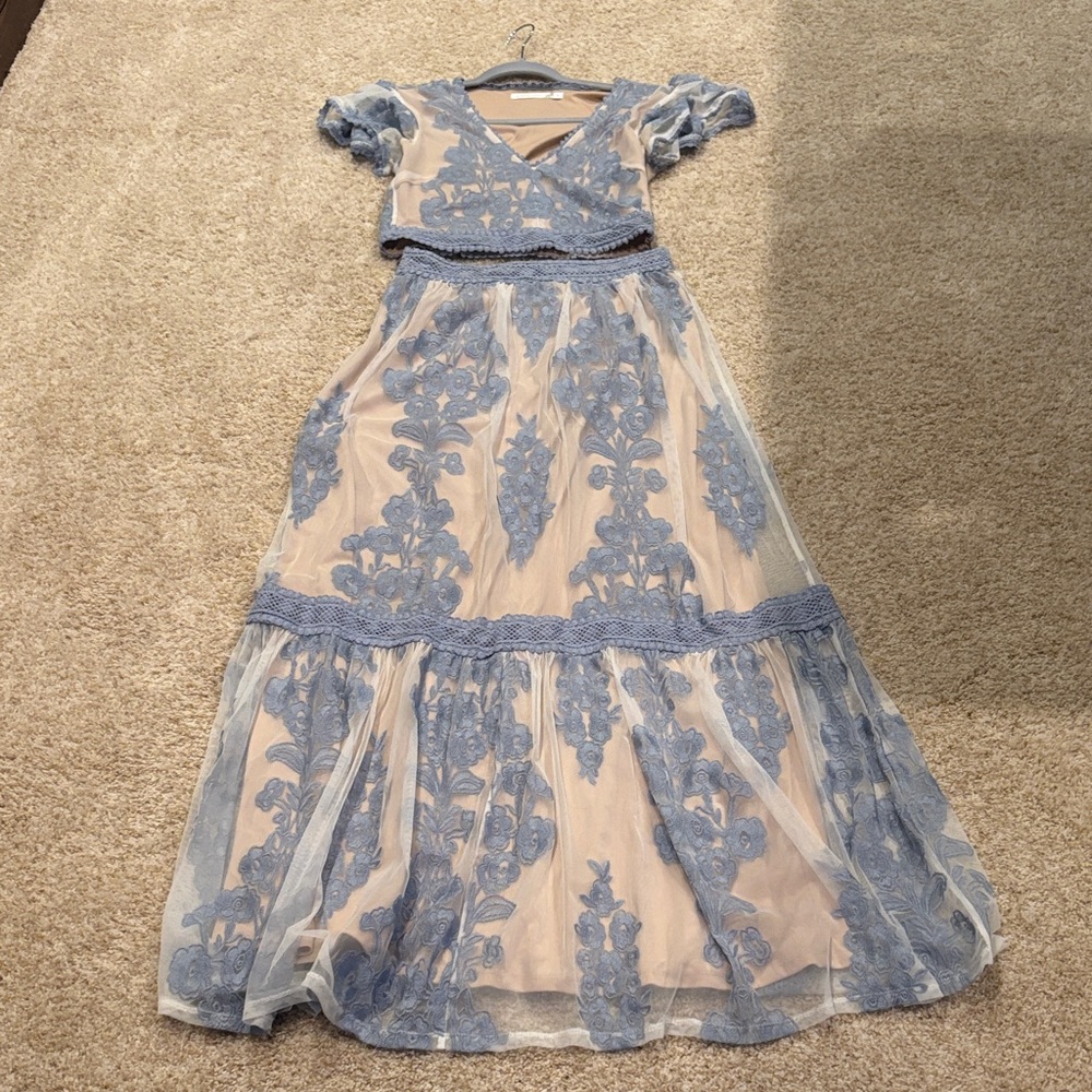 Altar'd State Blue and Cream Dress